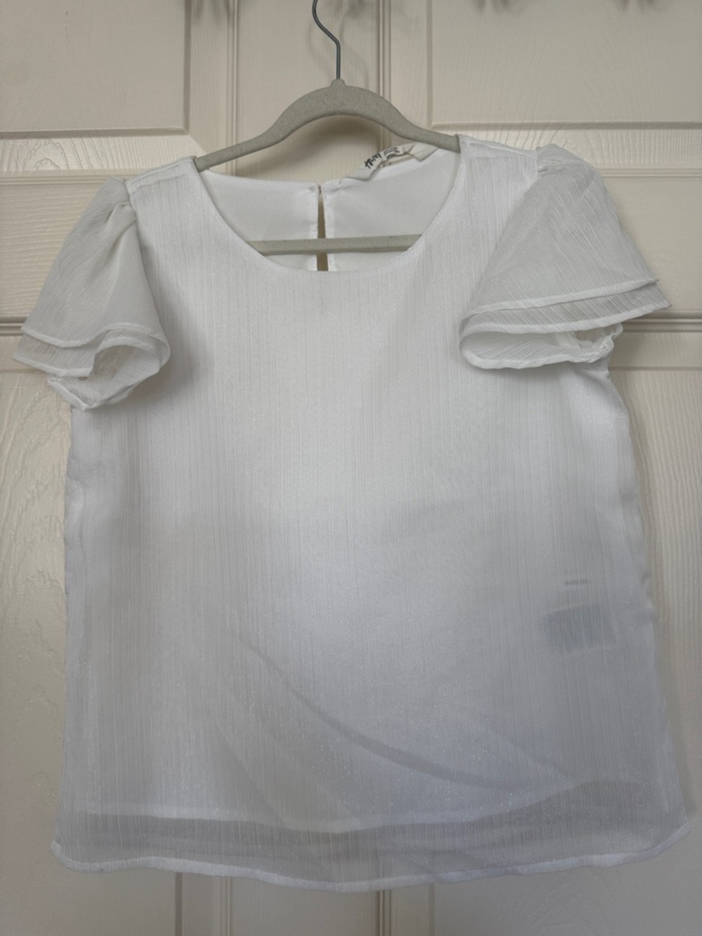 H&M White Sheer Puff Sleeve Blouse - Girls